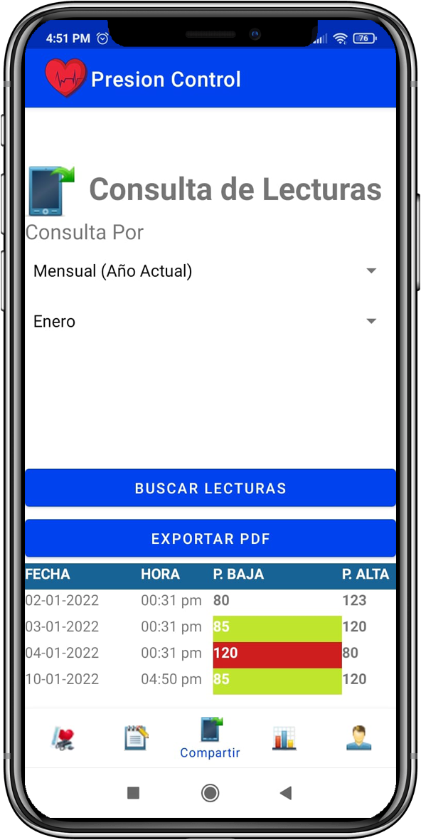 Presión Control - Consulta Lecturas